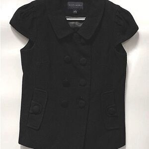 Banana Republic Black Button Front Short Cap Sleeve Tweed Top Size 4